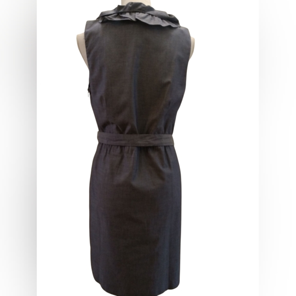 Ann Taylor Factory Blue Chambray Ruffle Tie waist Sleeveless Dress 10P NWT - Picture 6 of 10